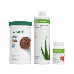 Kit colazione equilibrata Herbalife con Formula 1 gusto cioccolato, Aloe concentrato alle erbe e Infuso a base di erbe