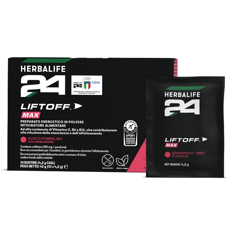 Herbalife24 LiftOff Max gusto pompelmo, confezione da 10 bustine effervescenti